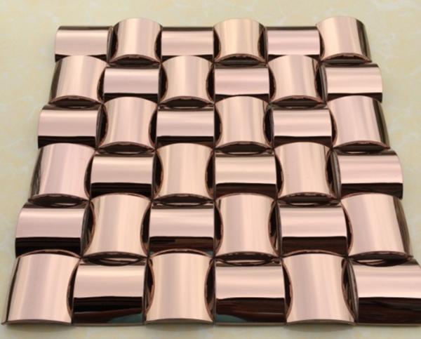 Brush Vein Polygon Metallic Mosaic Tiles Sheets In TV Setting Wall