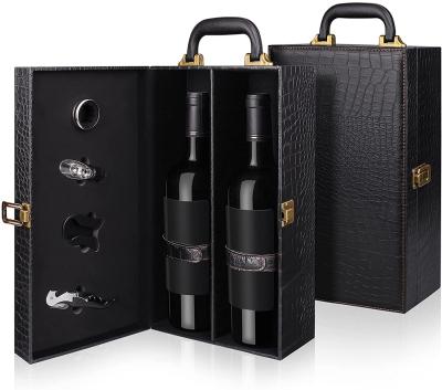 Handmade Premium Leather Wine Box With Wine Accessory Wine Carrier Case