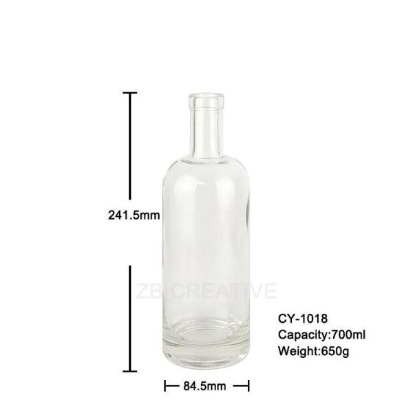 OEM ODM Rum Glass Liquor Bottles Cork Top 650g 25oz CY-1018