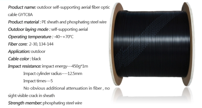 Outdoor Figure 8 Armoured self-supporting Optical Fiber Cable Multitube optical fiber cable--GYTC8A