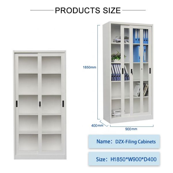 Кухонный шкаф двойной двери металла кухонного шкафа офиса стеклянной раздвижной двери 2 стальной