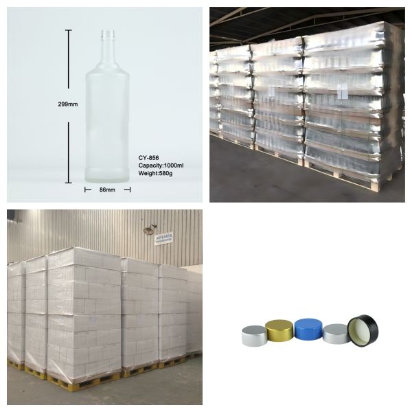 1000ml Flint Glass Rum Bottle For Commercial Spirits Packaging With Screw Top 580G CY-856