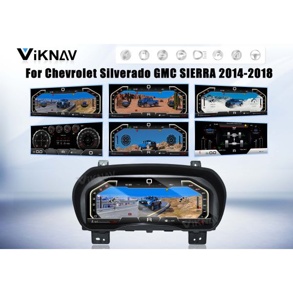 Viknav 13 Inch Car Digital Cluster For Chevrolet Silverado GMC SIERRA 2014-2018 LCD Car Digital Speedometer Dashboard Panel Instrument Panel Virtual Cockpit