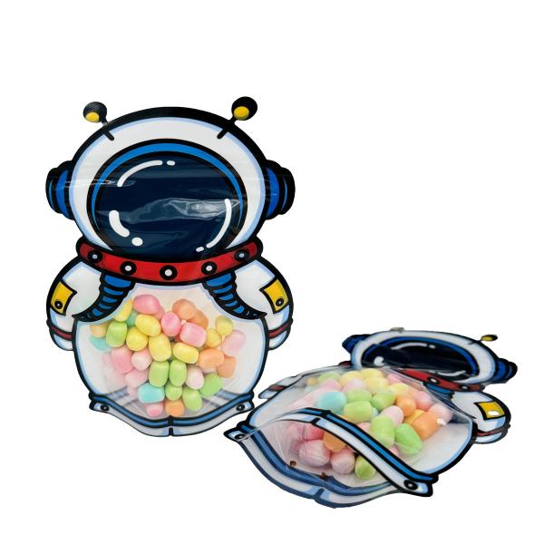 Astronaut Spaceman Shape Plastic Stand Up Pouches Food Ziplock Bags For Packaging Cookies Dry Food
