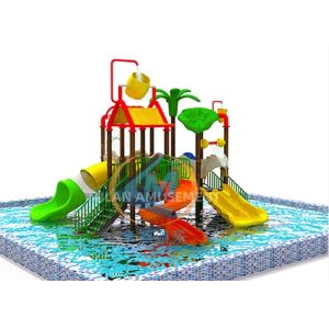 Plastic Material Water Playground with 5x4.5m Dimension and Hot Dipped Galvanized Steel Structure for Kids