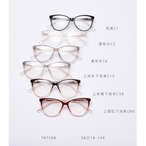 Spring Europe America Large Cat Eye TR90 Material Glasses Flat Mirror Female Myopia