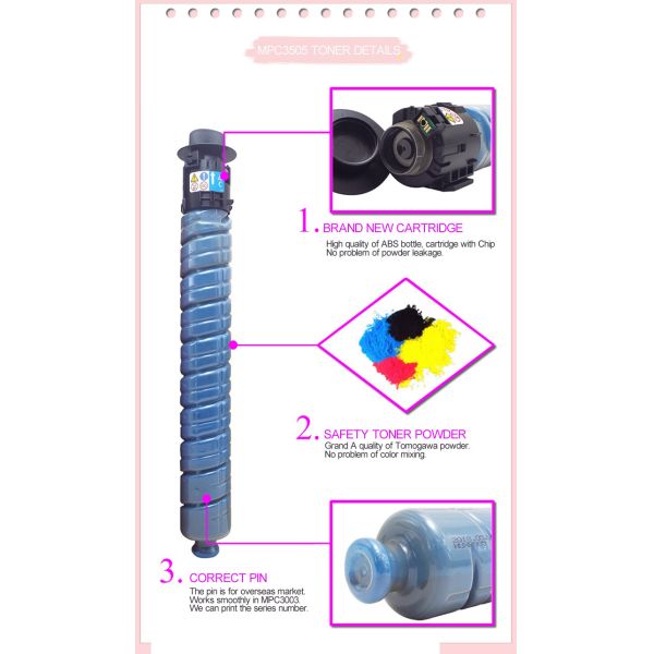 MPC3503 MPC 3003 Series Ricoh Toner Cartridge CMYK With Chip