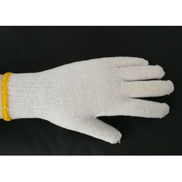 Bleached White Cotton Knitted Gloves 7 Gauge Easy Movement ISO9001 Certificated