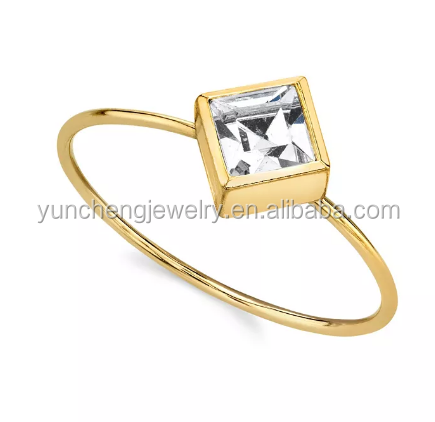 14K Gold Dipped Cubic Zirconia Crystal Ring OEM Rhinestone Ring