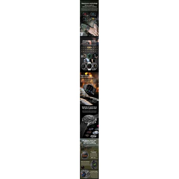 CF53 Reloj inteligente para hombres de exterior con linterna de 1,75 pulgadas Batería de 600 mAh