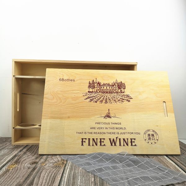 2-6 Bottles Solid Wood Wine Box for Gift Custom Order Accepted Immediately