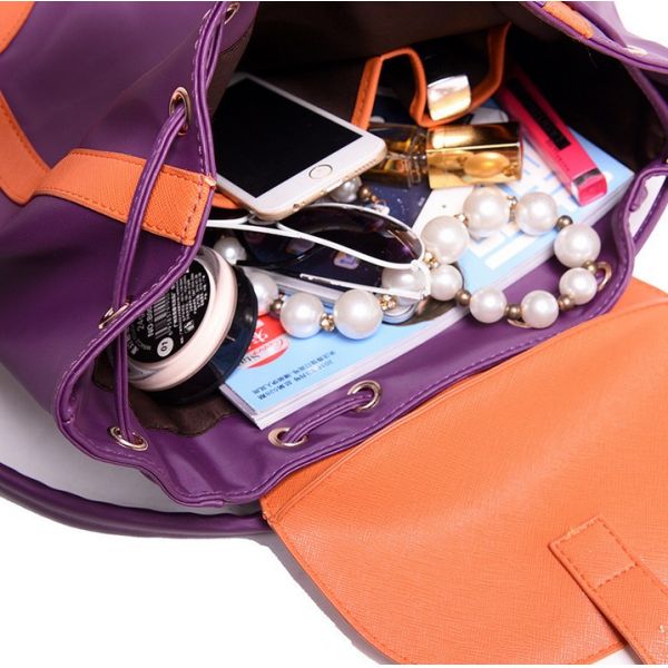 2016 new nylon with PU leather travel bag hit the color shoulder bag Mummy College fashion women's backpack