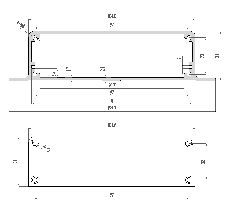 105*31*120mm Wall Mount Anodizing Extruded Aluminum Enclosure
