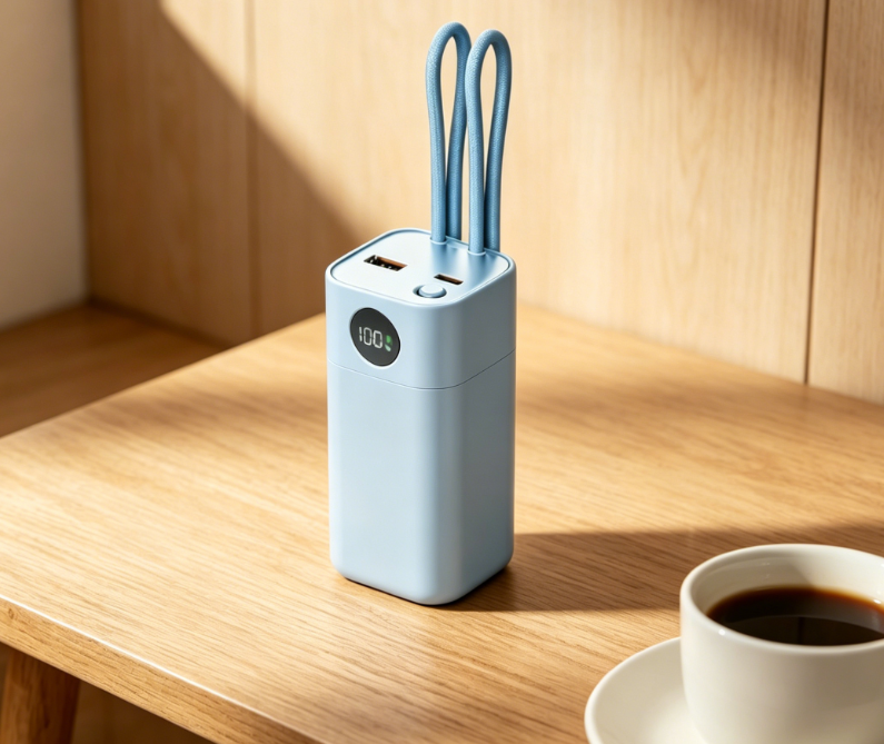 20000mAh 65W Fast Charging Power Bank with Built-in Cables, Portable External Battery for Laptop Phone