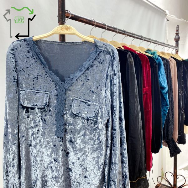 Second Hand Women's Summer Velvet Blouses Mixed Styles Fashionable Mixed Colors