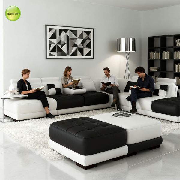 Luxury Leather Sectional: Tray - Integrated, Premium Build – Host - Focused Interiors Smart Choice