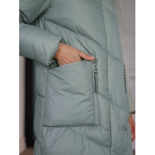 Light Green Long Puffer Coats Hooded Long Padded Coat Womens