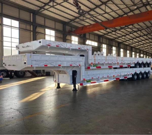 Gooseneck Detachable 4 Axle Low Bed Trailer , Lowboy Semi Trailer For Sale Mozambique