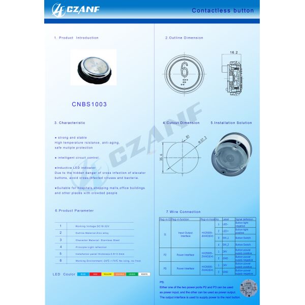 DC24V Plastic Face Plate Elevator Touchless Button with Lifetime Warranty and Capacitive Touch Technology