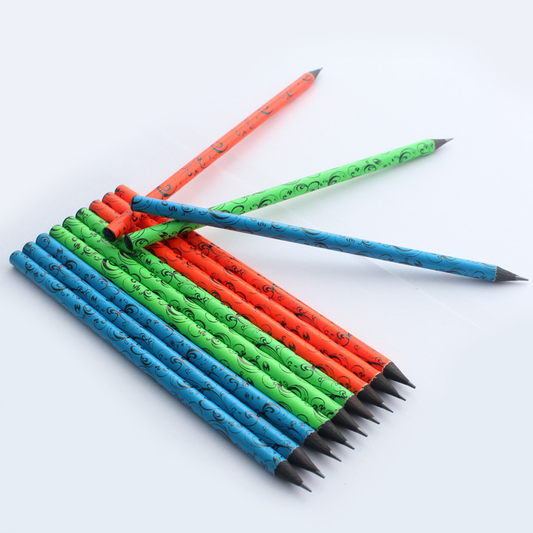 Presharpened 12pcs graphite pencil close top heat transfer black HB wood pencil
