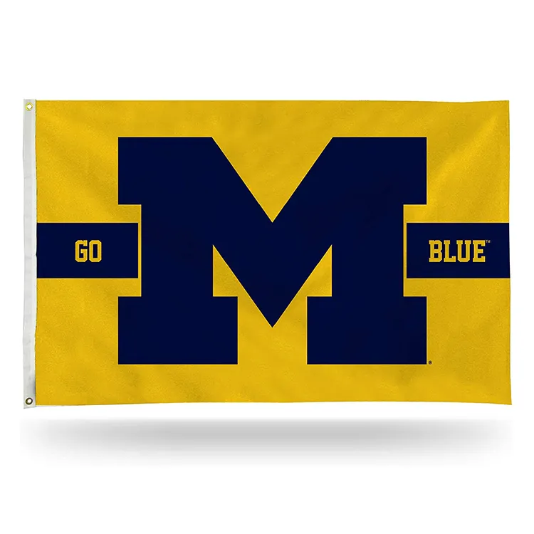 Hanging Style Michigan Wolverines Flag Polyester 3x5ft Custom Size