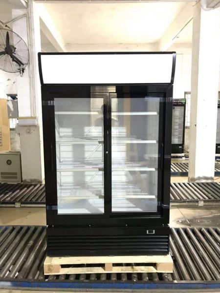Vertical Double Door Frost Free Display Beverage Cooler / Glass Door Beverage Showcase
