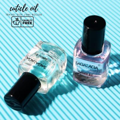 Nail Nutrition oil SAGALAGA 5ml Travel Organic With Vitamin E Vitamin B Mini Roller Brush Cuticle Oil Manicure