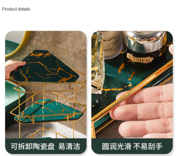 Stainless Steel 3 Tier Triangle Storage Rack , 3KG Cosmetics Storage Rack