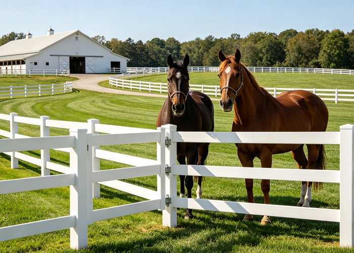 2 Rails PVC Horse Fencing Vinyl Horse Fence