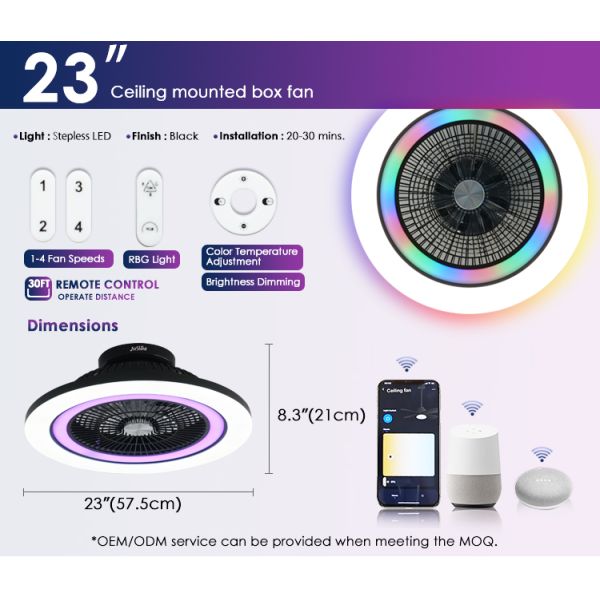 Experimente o melhor de ambos os mundos com o nosso ventilador de teto LED de 23 polegadas e motor DC