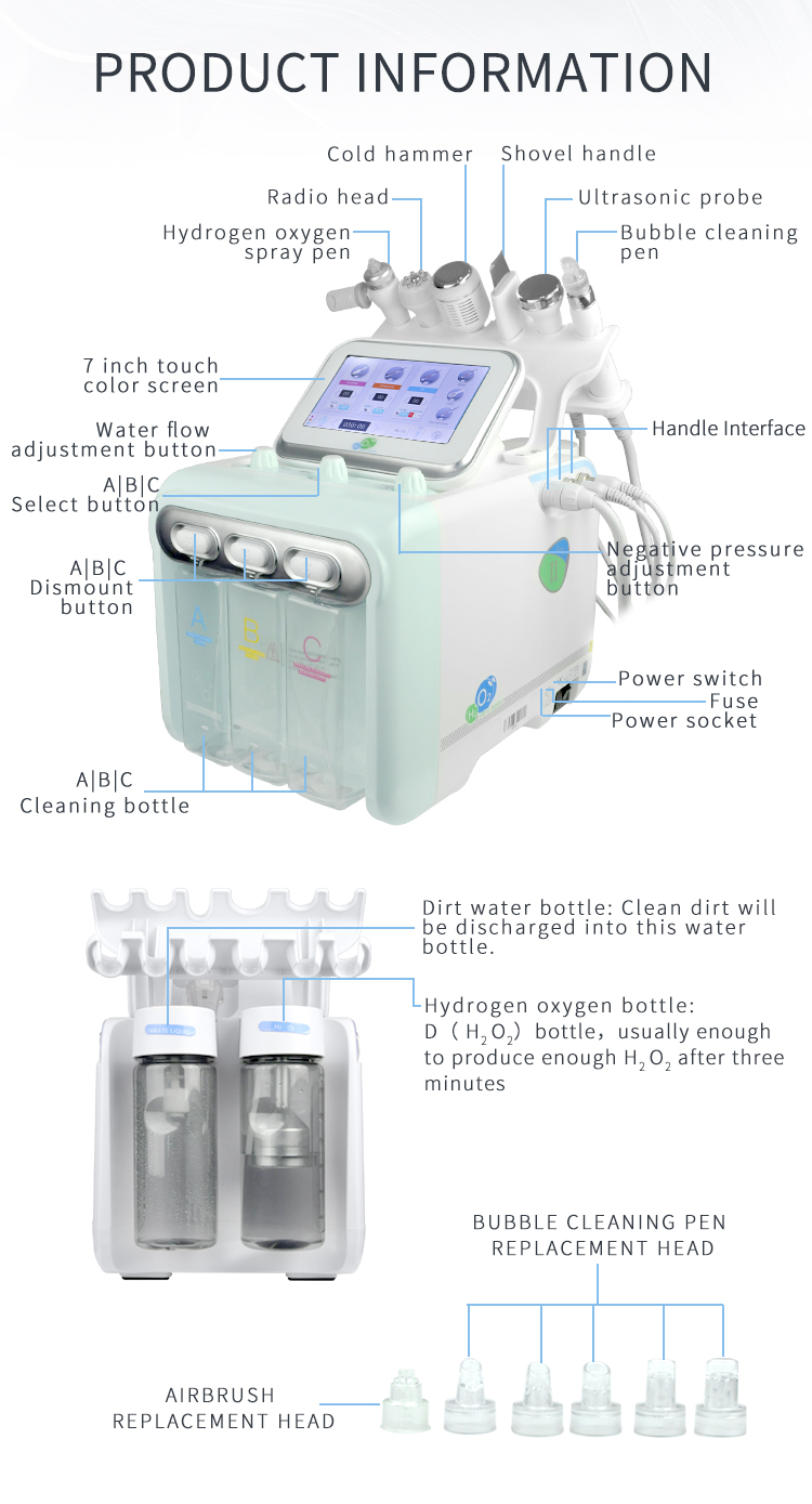 2 Generation 6-in-1 Bubble Facial Cleaning Machine Multi-functional Facial Cleaning Care Instrument for Commercial and Home Use.