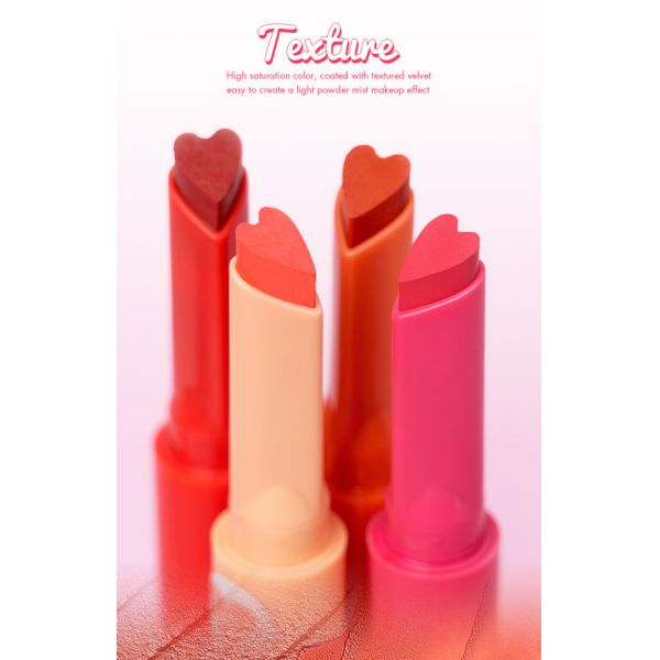 Heart Shaped Long Lasting Waterproof Lipstick Sexy Red Matte Creamy Lipstick 1.5g