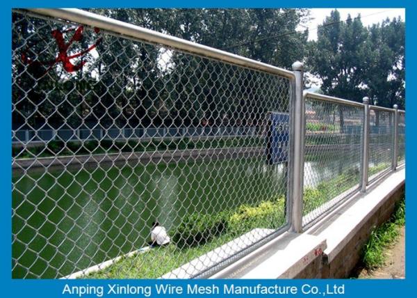 Low Carbon Steel Wire Diamond Chain Link Fence / Sports Ground Fencing