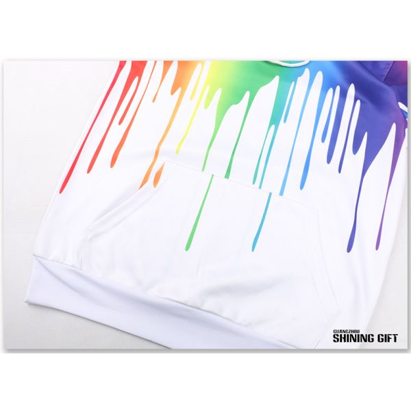 Graffiti Painting Drops Printed Long Sleeve Pockets Slim Pullover Hoodie Sweatshirt