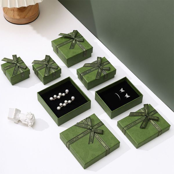 Luxury Lid And Base Type Green Drawer Jewelry Gift Boxes for Necklace Bracelet Earrings Ring