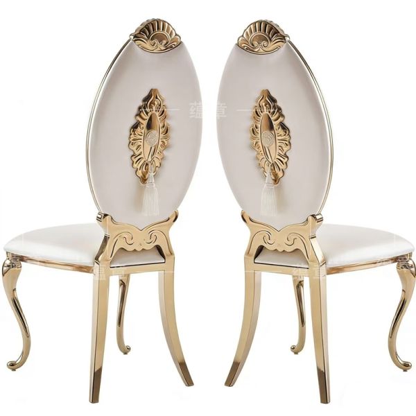 Furniture Factory Direct Sales of Stainless Steel Gold-plated Classic-style High-back Chairs Suitable for Weddings and Banquets