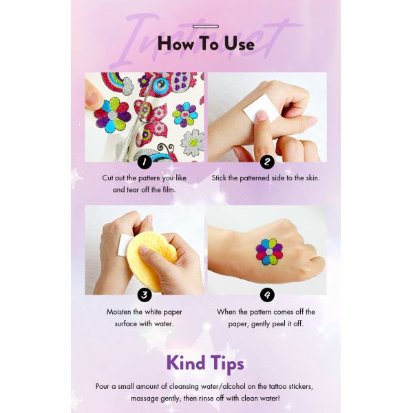 Digital Printing Custom Made Temporary Tattoo Sticker Short Term For Kids