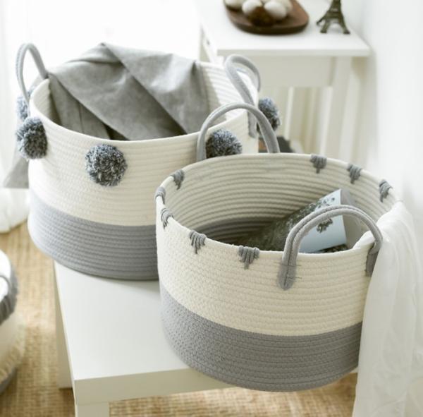 Wholesale 3pcs Set Foldable Handmade Woven Cotton Rope Hamper Storage Kids Toys Laundry Basket With Handles
