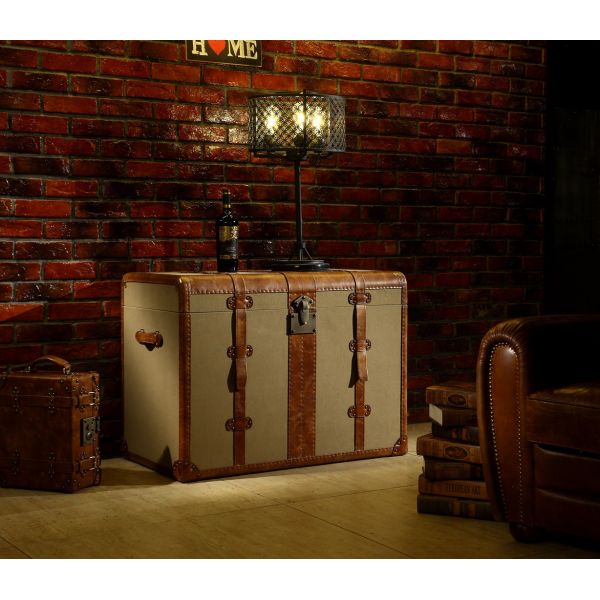 Big Beige Canvas Decorative Storage Chests And Trunks 0.435CBM Volume Plywood Frame