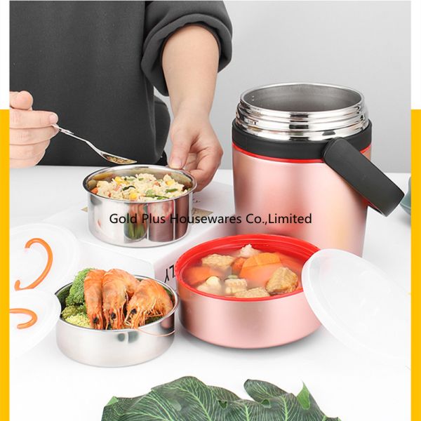 Keep hot 12 hours stainless steel food lunch box 2.2L pink color food thermos vacuum flask thermos
