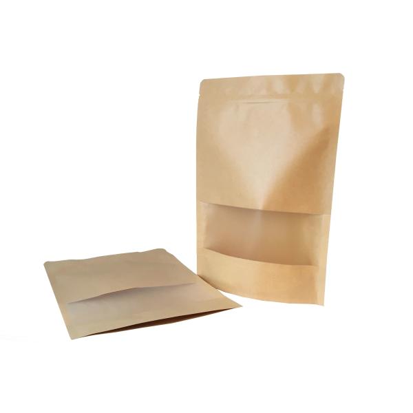 Customized printed aluminum foil zip lock kraft paper nuts packaging bags with window
