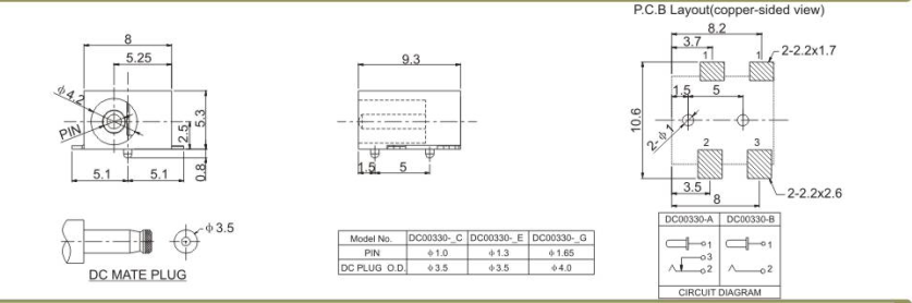 Гнездо DC Джек DC00330 держателя панели Fosen Smt для ПК ноутбука