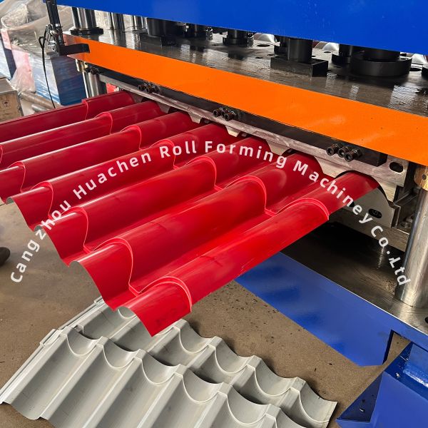 Customizable Glazed Tile Roll Forming Machine with 18 Stations and Chain Drive for Steel Roof Step Tile Production