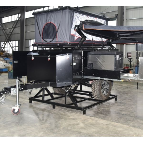 Mini Off-Road Dual Axle Electric Roof Camper Trailer Small Hybrid Caravan RV 4x4 Carport with Tent for 4x4 Vehicles