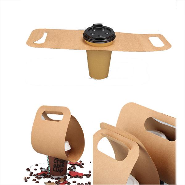 Simple design low cost portable Kraft cup holder take out hot drink carrier bag