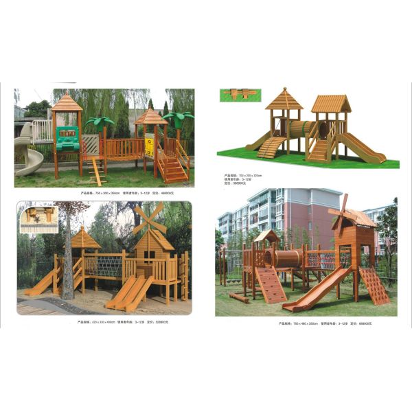 Anti Uv Wooden Play Structure Outdoor Equipment High Performance