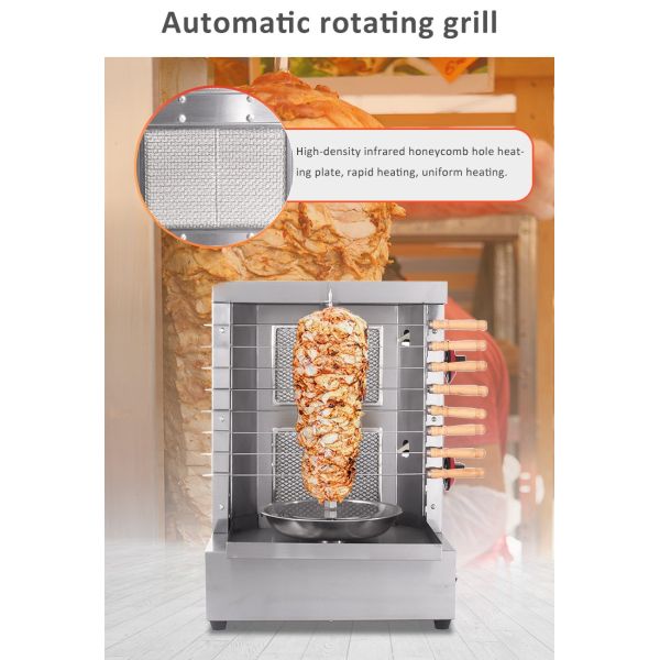 Газовая машина для швармы 2 горелки Куриный пончик кебаб Барбекю Грилл Скиверс Мастер для наружного использования