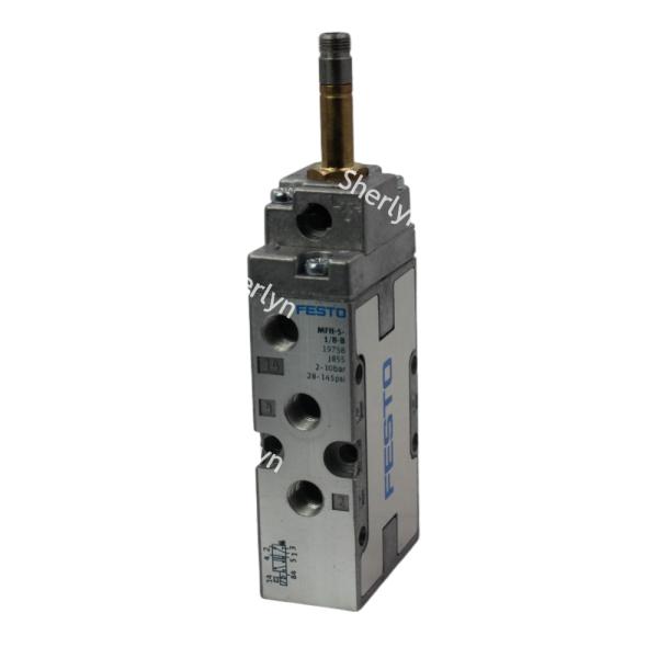 FESTO MFH-5-1/8-B Solenoid Valve, 5/2 Monostable Mec Spr, Int Pilot G/8