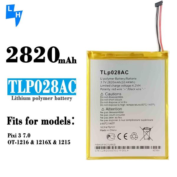 2820mAh TLP028A2 Bateria de telefone móvel para Alcatel Neon 1216 OT1216 em branco