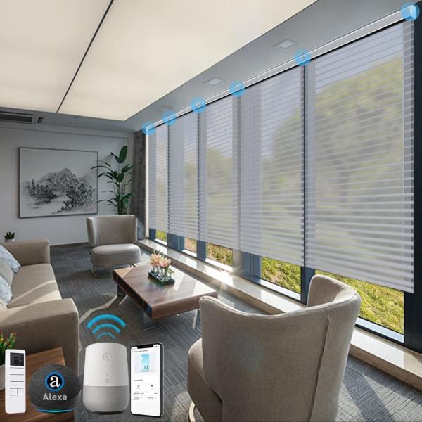Customized Bathroom Anti UV and Heat Insulation Electric Motorized Shangrila Blinds